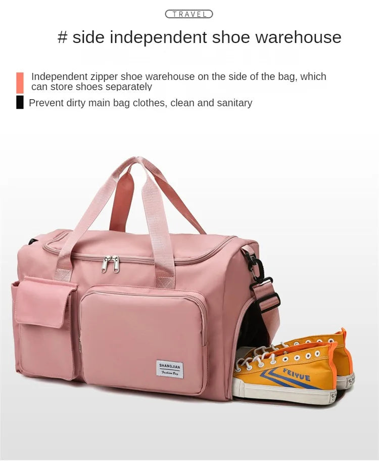Large Capacity Gym/Overnight Duffle Bag with Shoe Compartment
