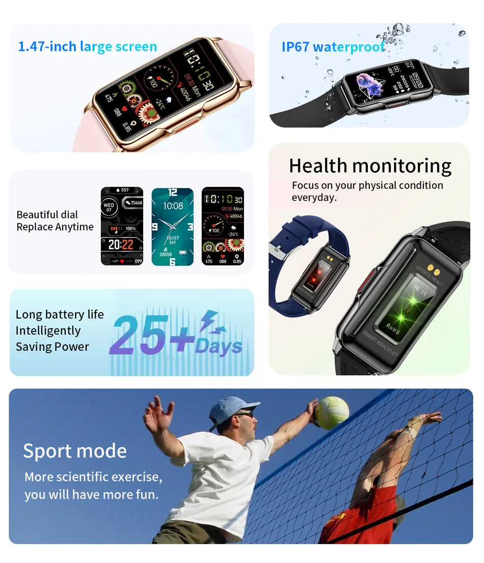 Android & IOS Smartwatch Heart Rate Monitoring Waterproof 20+Sport Modes