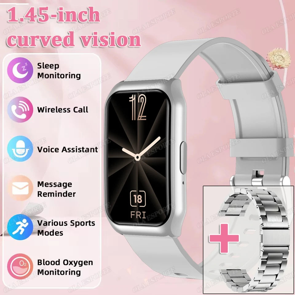 Curved Screen Smart Watch - Heart Rate Blood Oxygen Pressure Sleep Monitor Waterproof