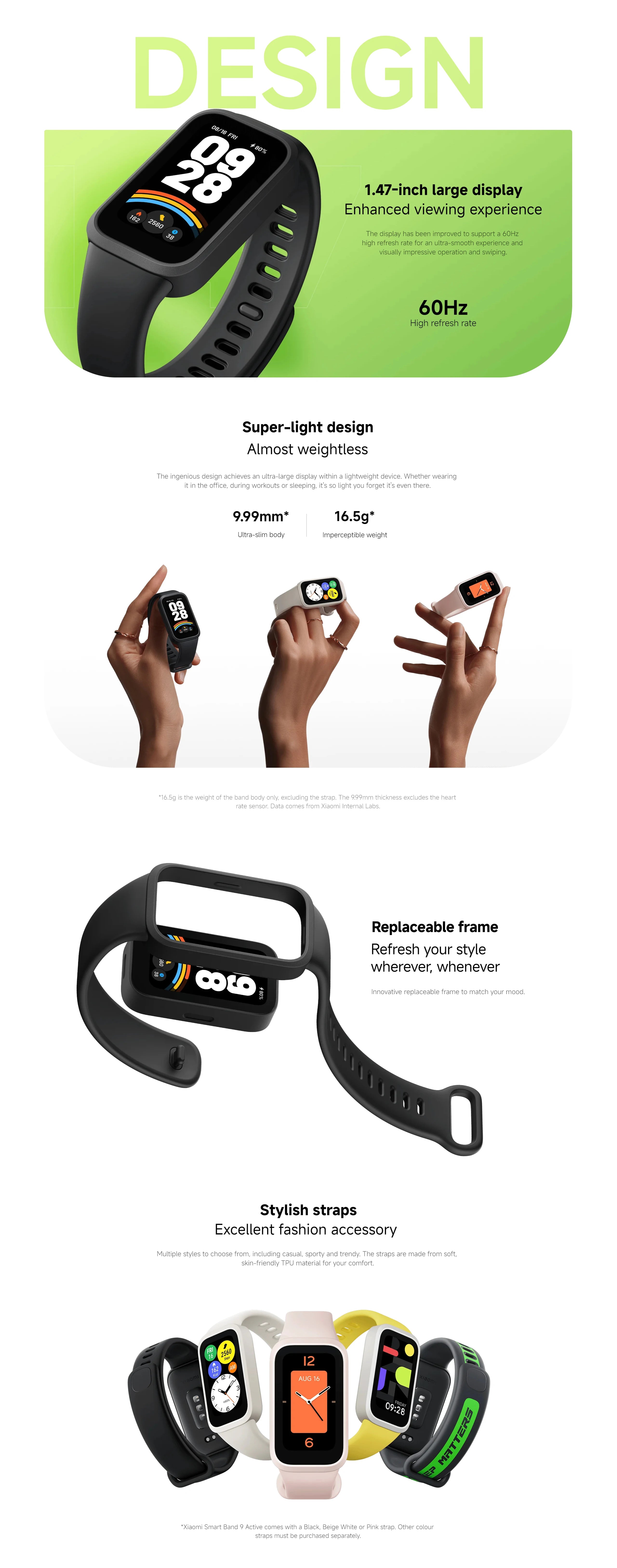 Smart Band 9 Active - 1.47" TFT Display with 18-Day Battery & 50 Fitness Modes