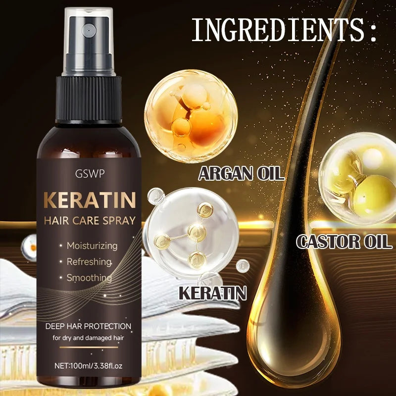 GSWP Keratin Hair Spray with Castor Oil & Argan Oil - Lightweight Moisture Treatment