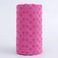 Yoga mat towel rolled in bright pink with small dot floral pattern