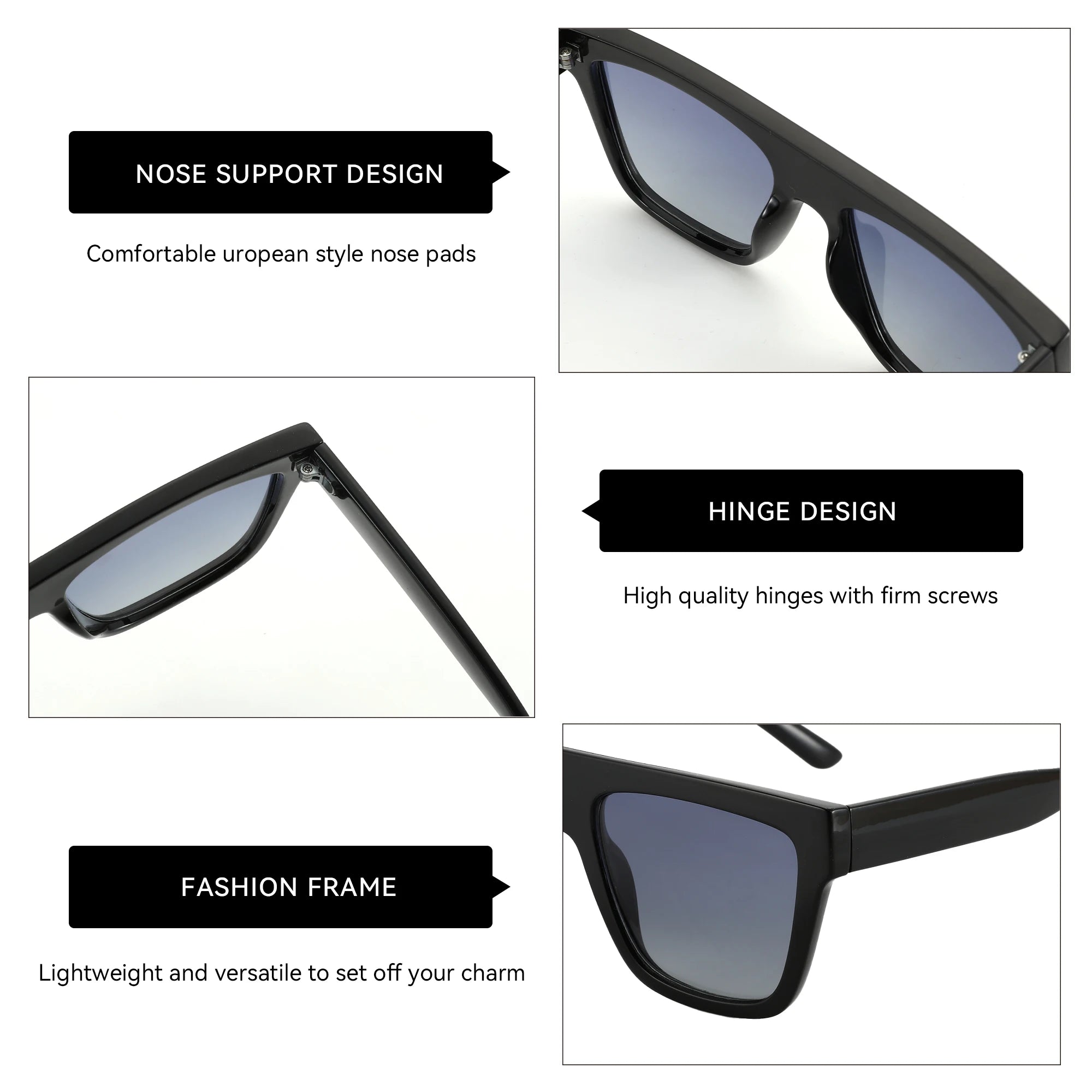 ZENOTTIC Designer 90's Style Square Polarized Sunglasses
