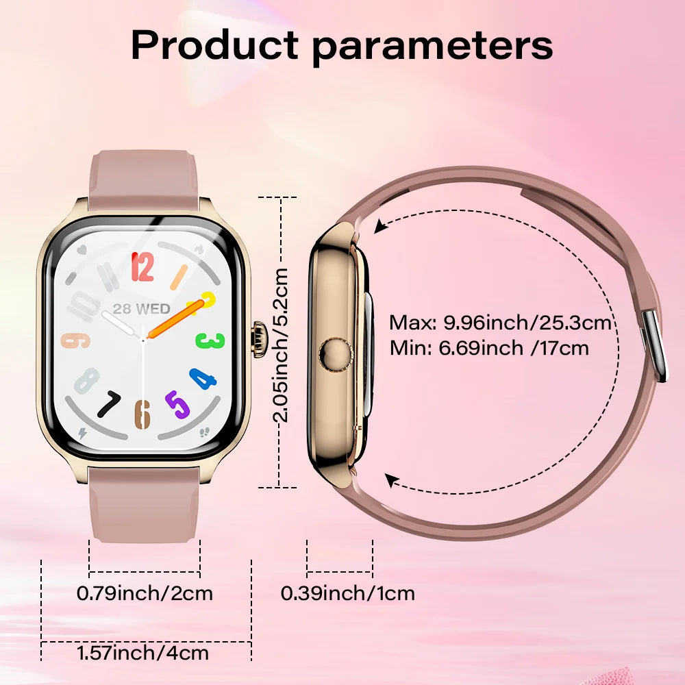 LAXASFIT H9 Pro Max Smart Watch by Cedar & Moore, pink strap, gold case, Bluetooth call and health monitoring