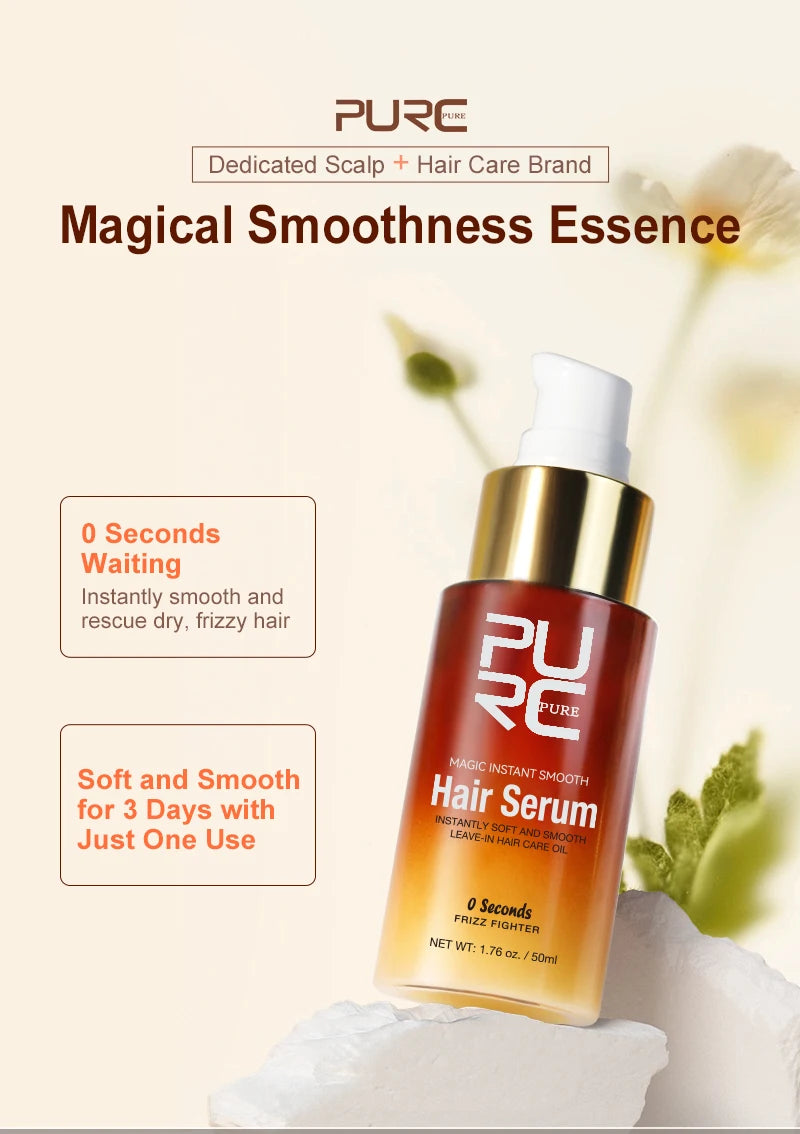 PURC Magic Instant Smooth Hair Serum - Nourishing Repair Leave-In Oil Anti-Frizz Treatment