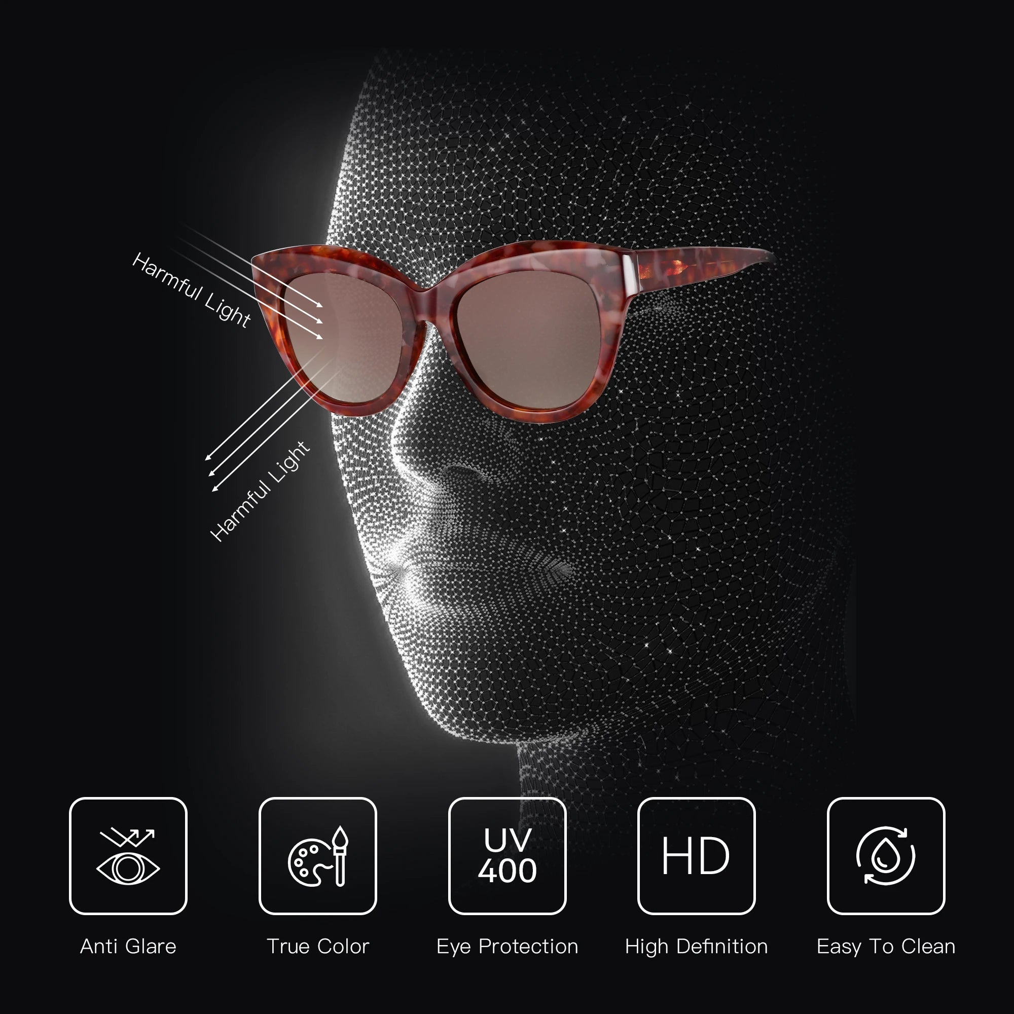 ZENOTTIC Butterfly Polarized Sunglasses - Handmade Acetate with UV400 Protection