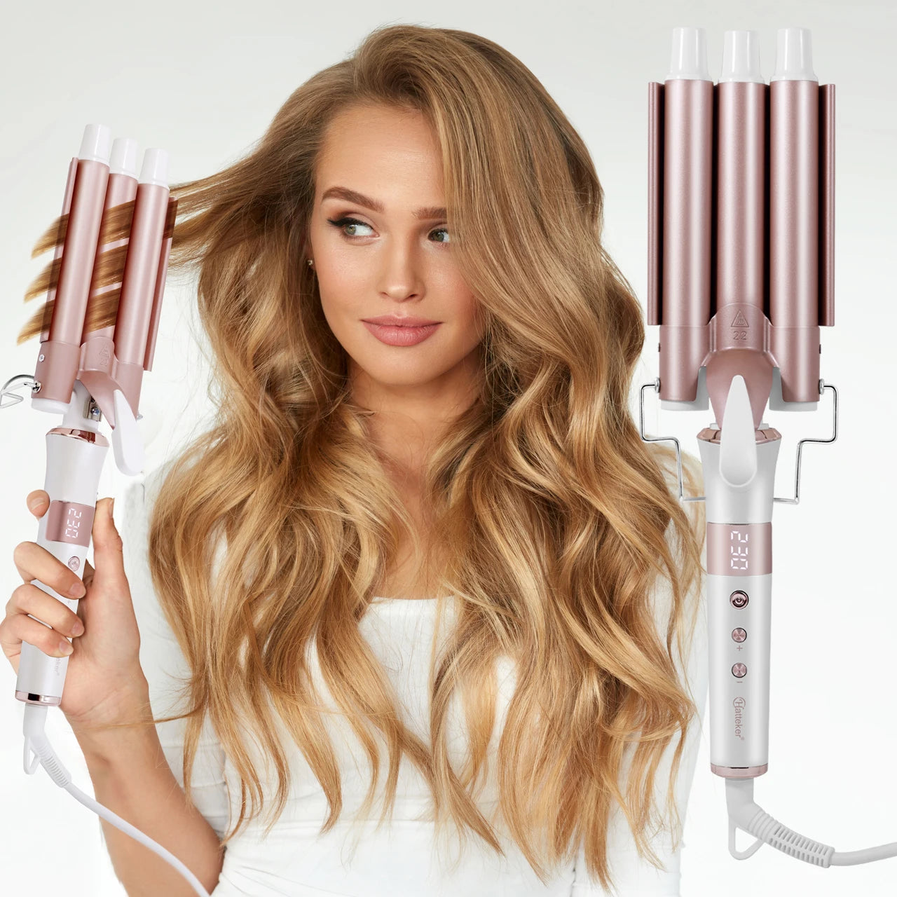 Triple Barrel Hair Curling Iron - Ceramic Waver for Versatile Curls & Waves