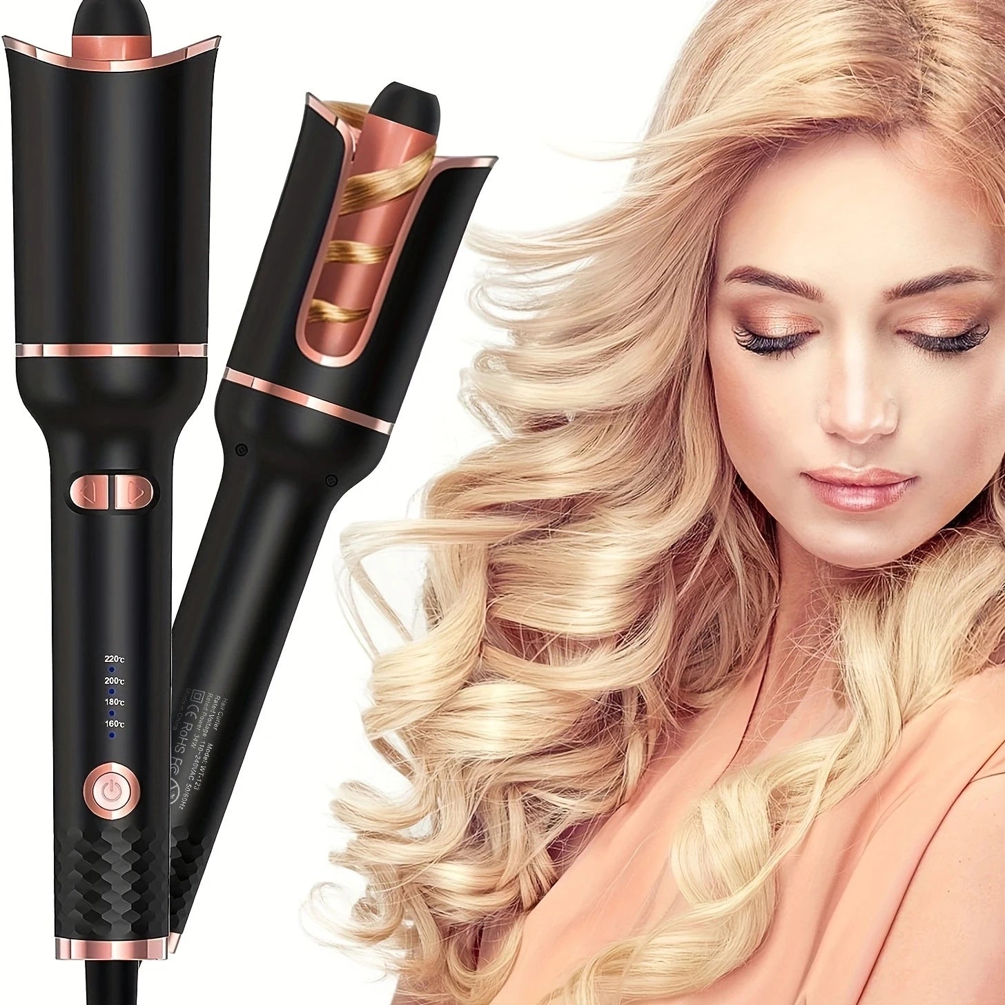 Automatic Hair Curling Iron - Ceramic Rotating Air Spin Wand Styler with Magic Curl Technology