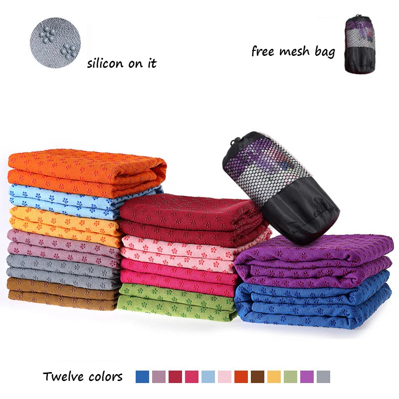 Non-Slip Yoga Towel by Cedar & Moore, 12 colors, 183x63cm, sweat-absorbent mat for hot yoga