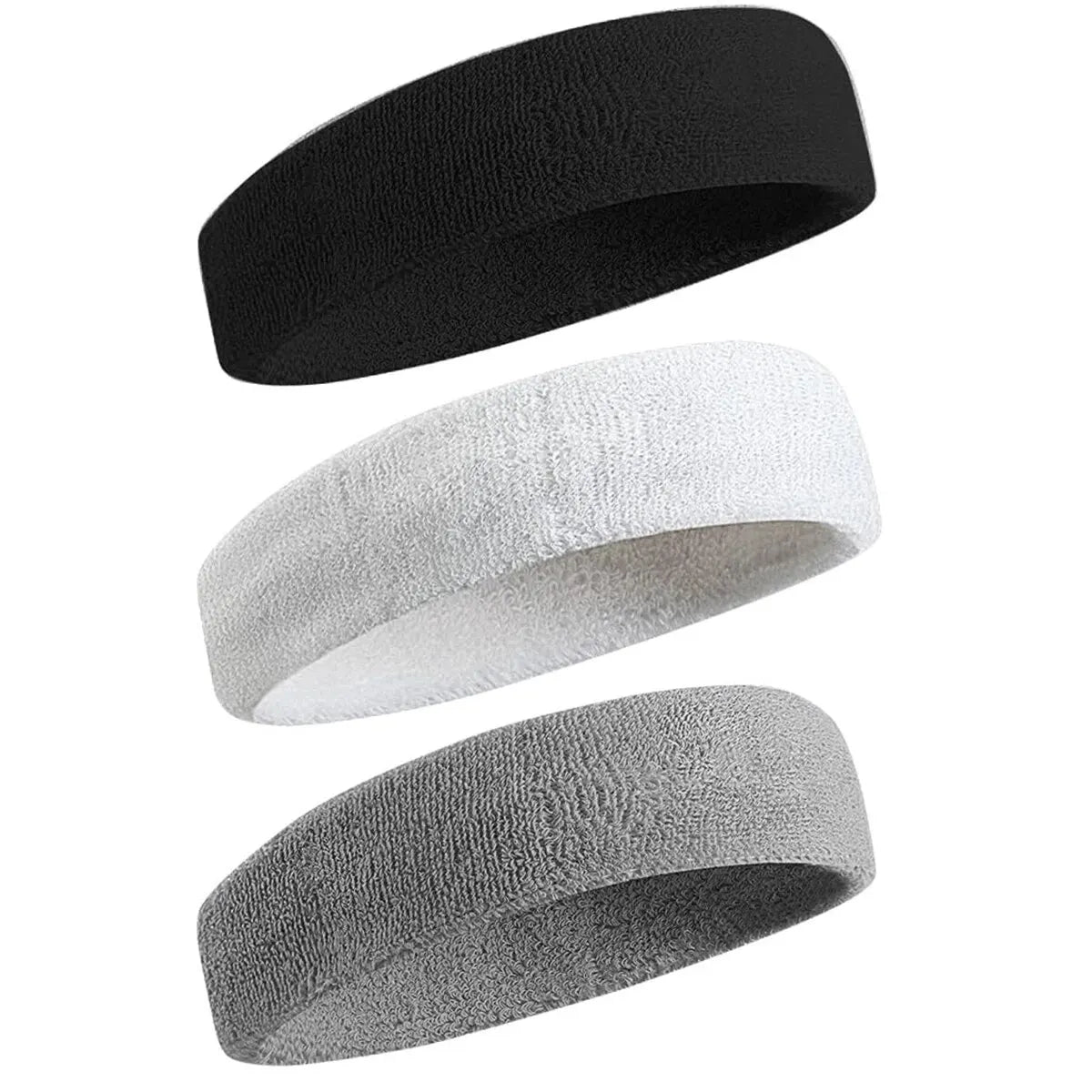 3-Piece Sweatproof Sports Headbands - Moisture-Wicking Headband Set