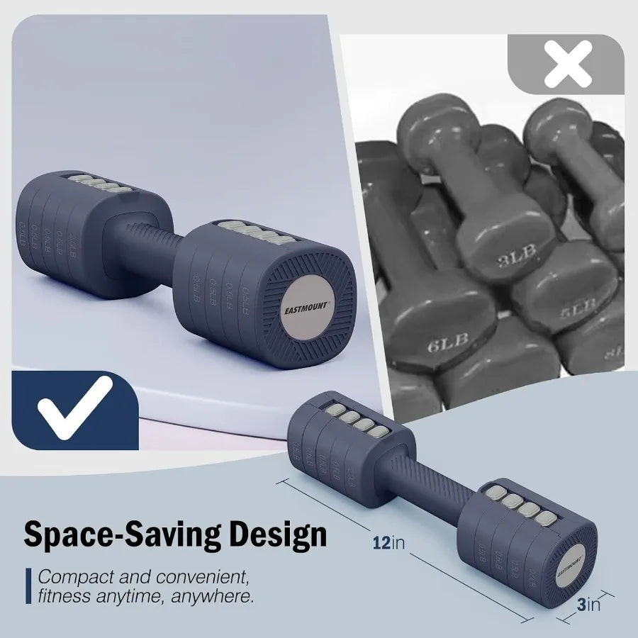 8-in-1 Adjustable Dumbbell Set for Women - 2lb to 6lb Hand Weights (12lb Pair)