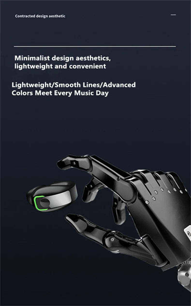 Clip-On Wireless Earphone - Bluetooth 5.3 Open-Ear Design with Noise Cancelling & Mic