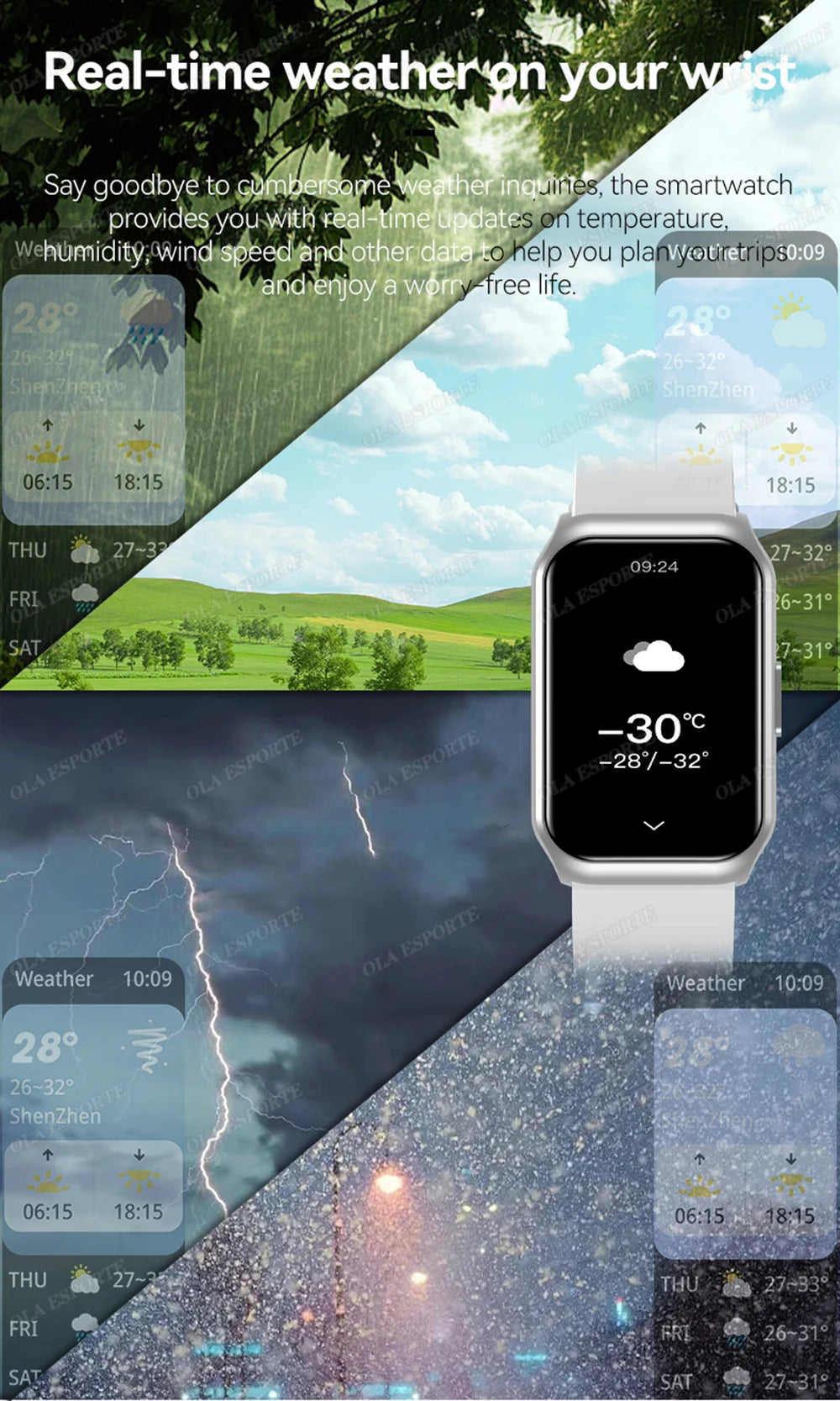 Smart watch with dark screen and white silicone strap