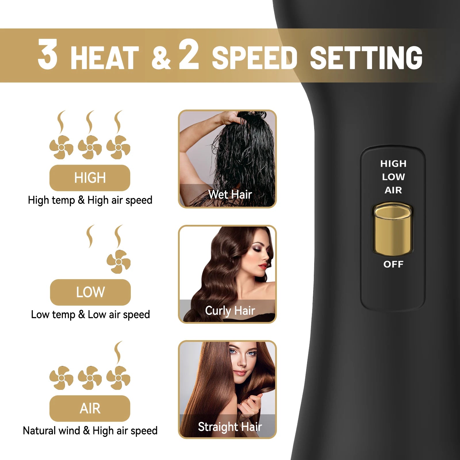 Multifunction Hot Air Brush - One Step Hair Dryer Brush for Curling, Straightening & Styling