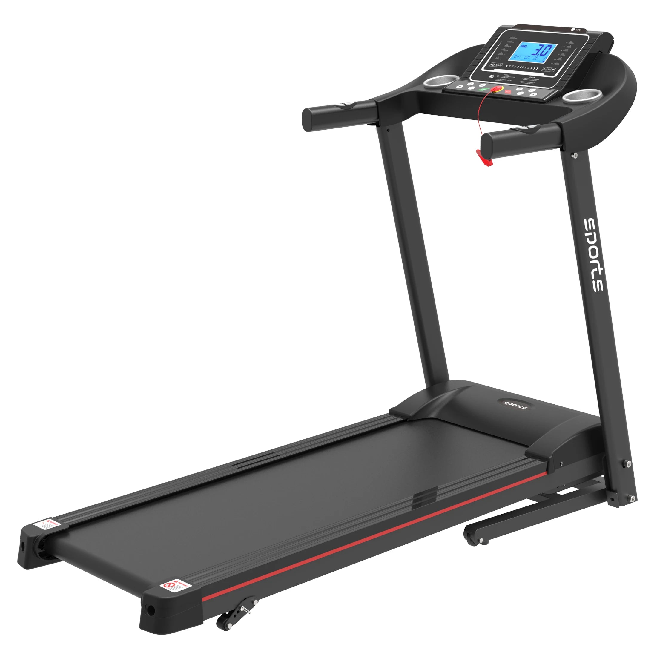 Folding Treadmill, Smart Motorized Treadmill with Manual Incline and Air Spring & MP3, Exercise Running Machine with 5" LCD