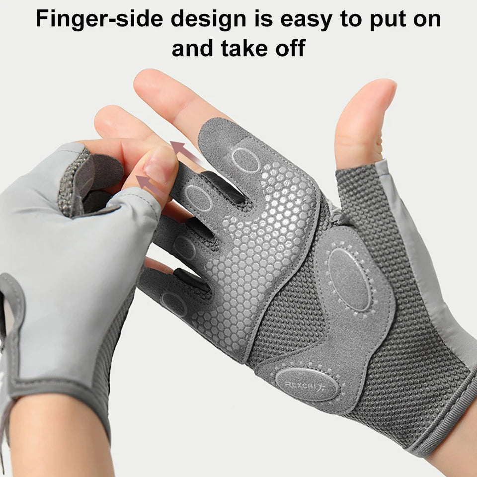 Half-Finger Workout Gloves - Shock-Absorbing Gym Gloves for Women & Men
