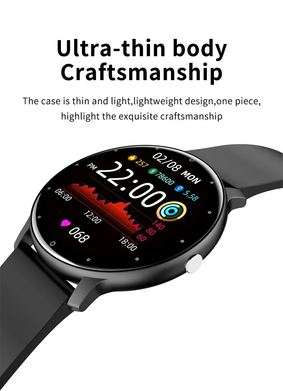 KaiAqua X27 smart watch with round black case and black strap