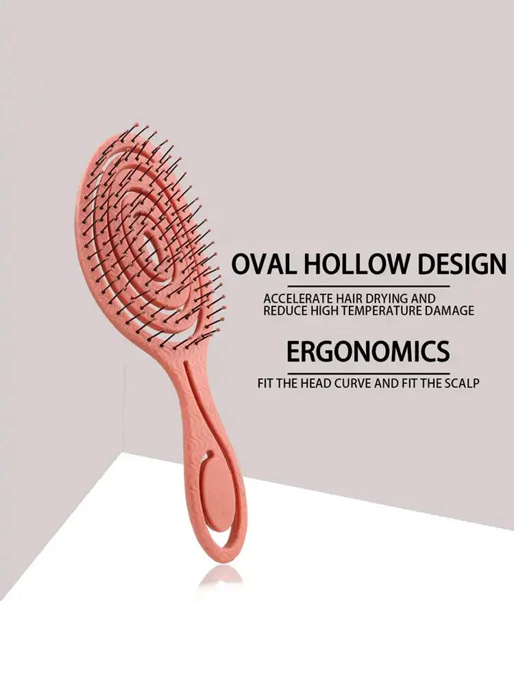 Wet & Dry Hair Detangling Brush - Massage Comb with Nylon Bristles for Curly Hair