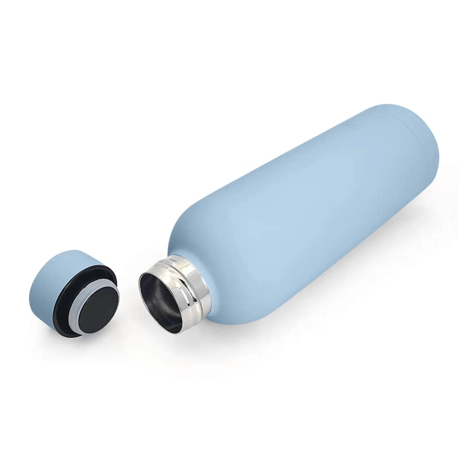 Water bottle 500ml insulated stainless steel, light blue, screw cap