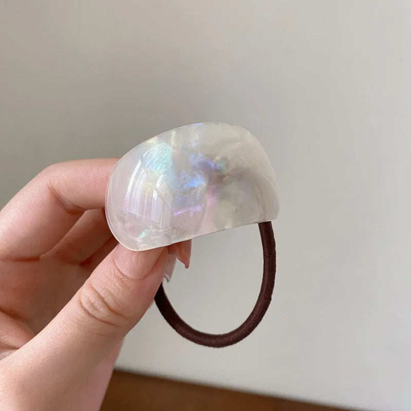 Women's Acrylic Patterned Hair Ties - Elegant Ponytail Holders