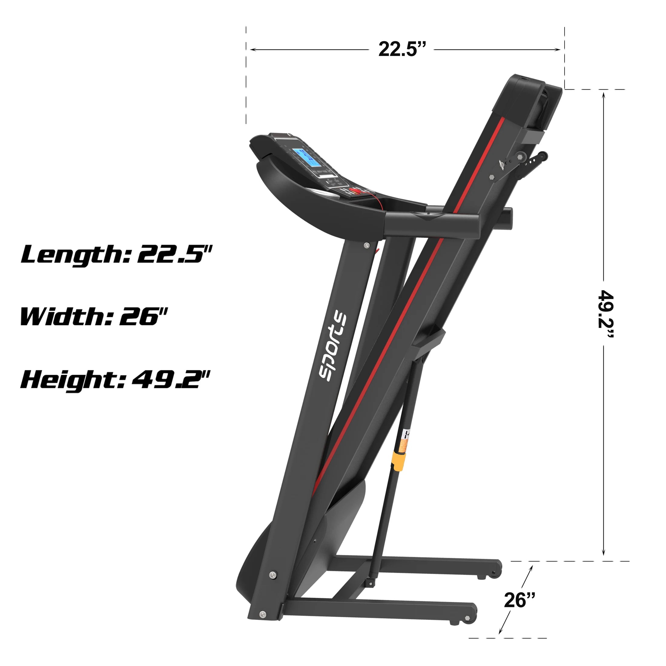 Folding Treadmill, Smart Motorized Treadmill with Manual Incline and Air Spring & MP3, Exercise Running Machine with 5" LCD