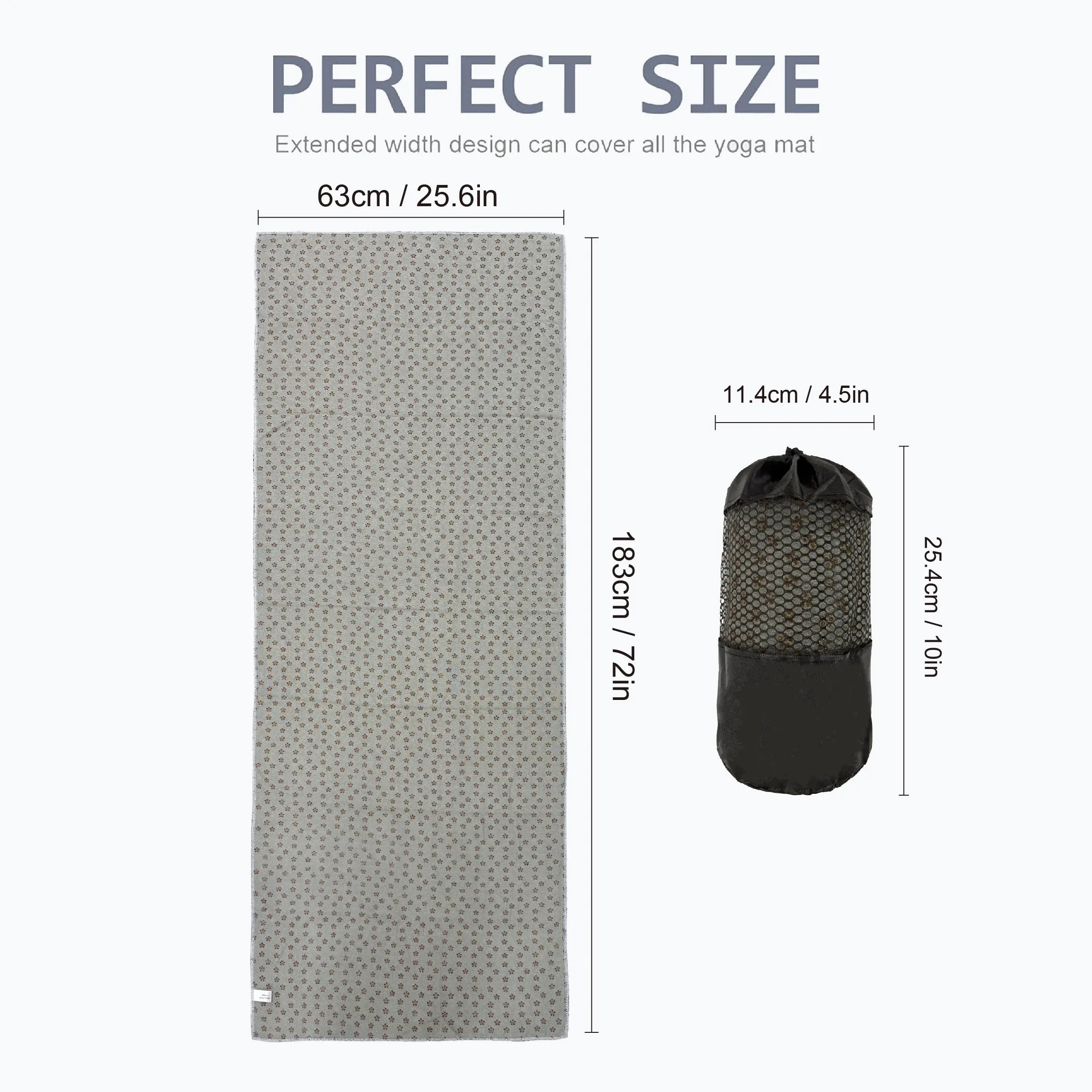 Yoga Towel - Non-Slip Hot Yoga Mat Towel with Grip Dots (24x72 inches)
