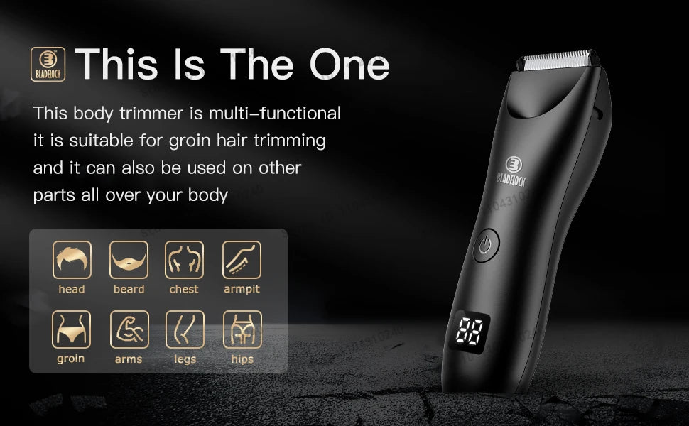 Men's Body Hair Trimmer - Electric Groin Trimmer for Sensitive Areas with Waterproof Safety Razor