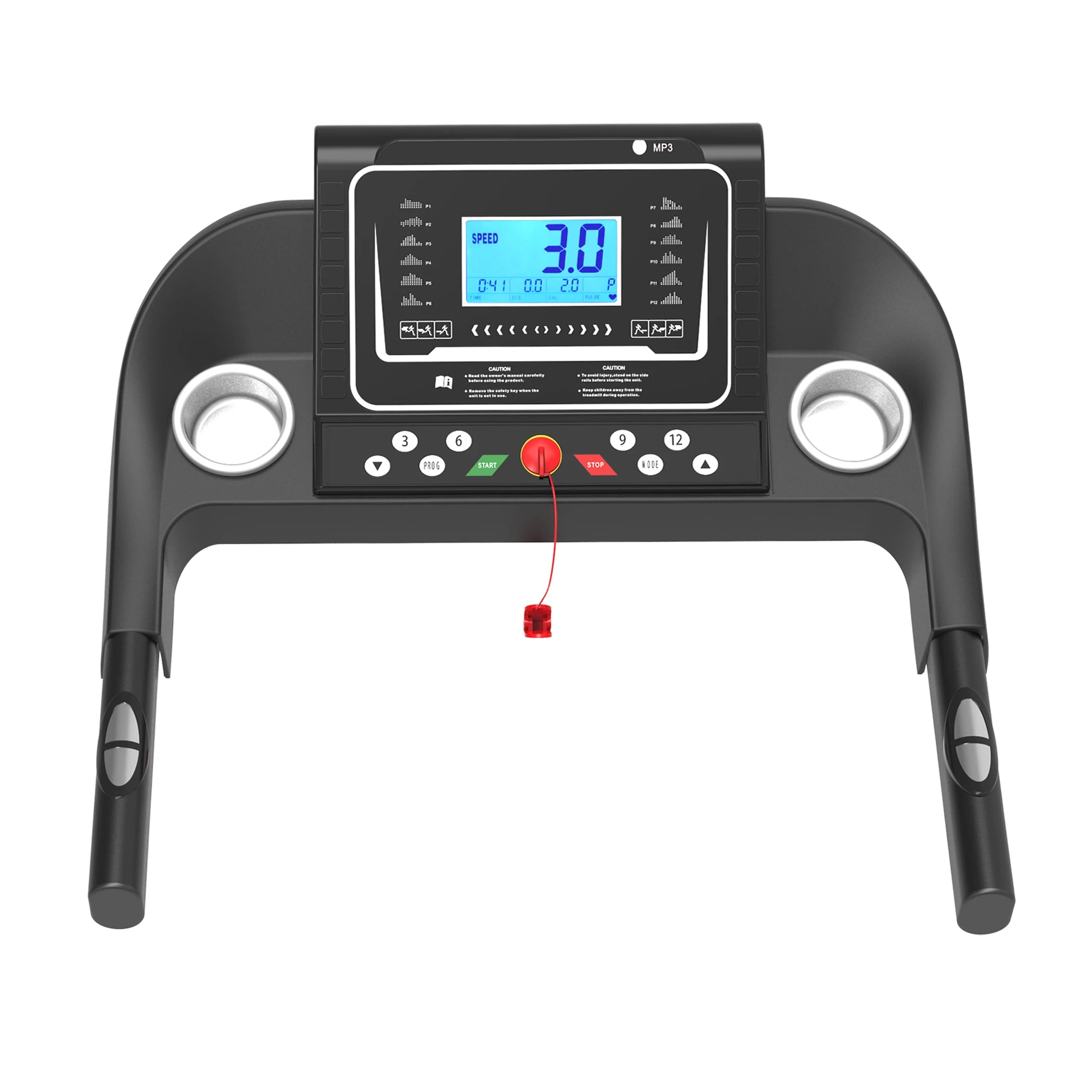 Folding Treadmill, Smart Motorized Treadmill with Manual Incline and Air Spring & MP3, Exercise Running Machine with 5" LCD