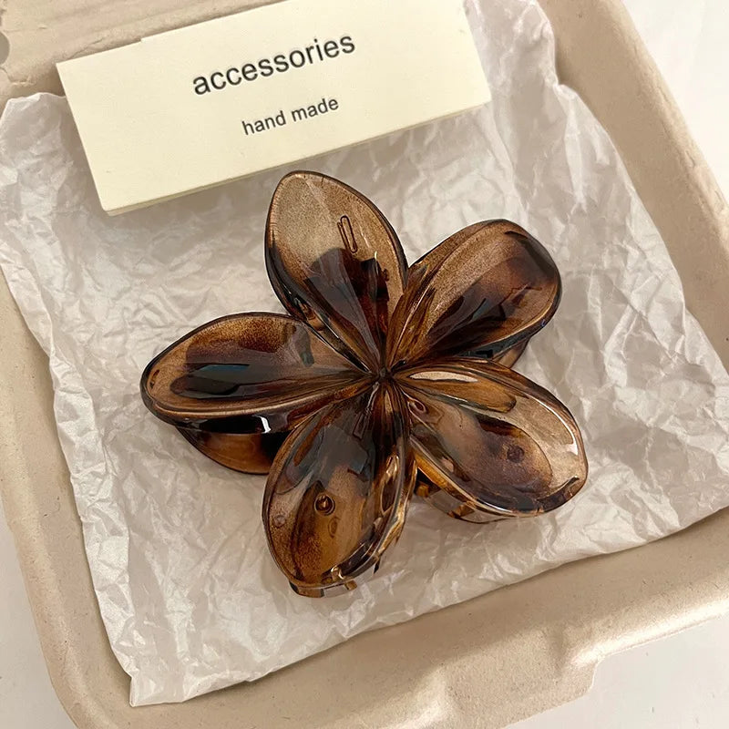 Epoxy Flower Hair Claw Clips - Leopard Print Hawaiian Gradient Barrettes for Women & Girls