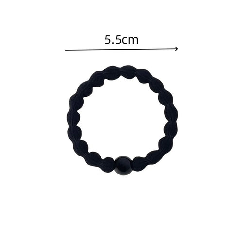5/10pcs Classic Minimalist Sporty Hair Ties - Black Beaded Elastics with Strong Hold