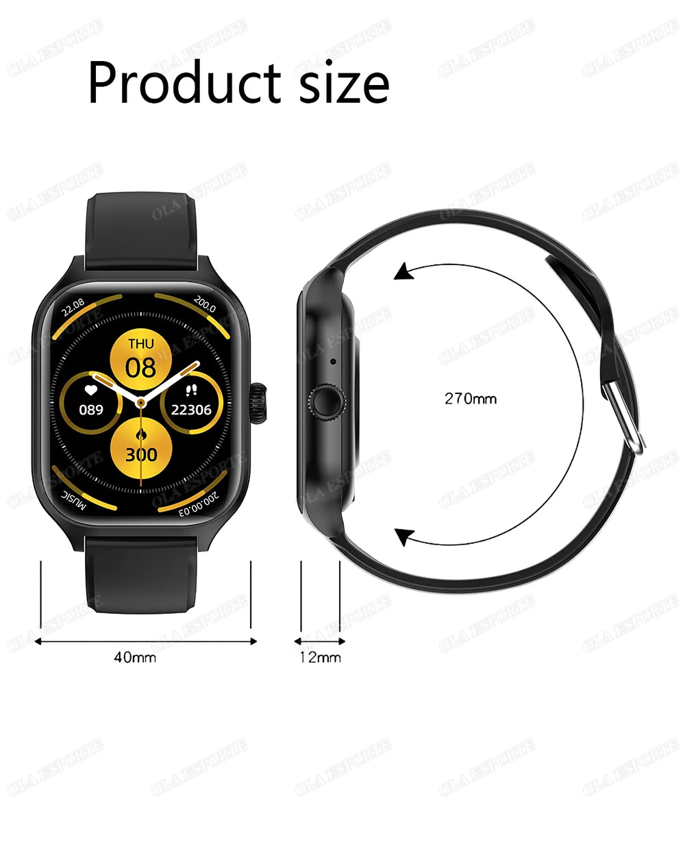 Smart Watch Cedar & Moore 2.01-inch display with black band, Bluetooth calling fitness tracker with heart rate and blood pressure monitor