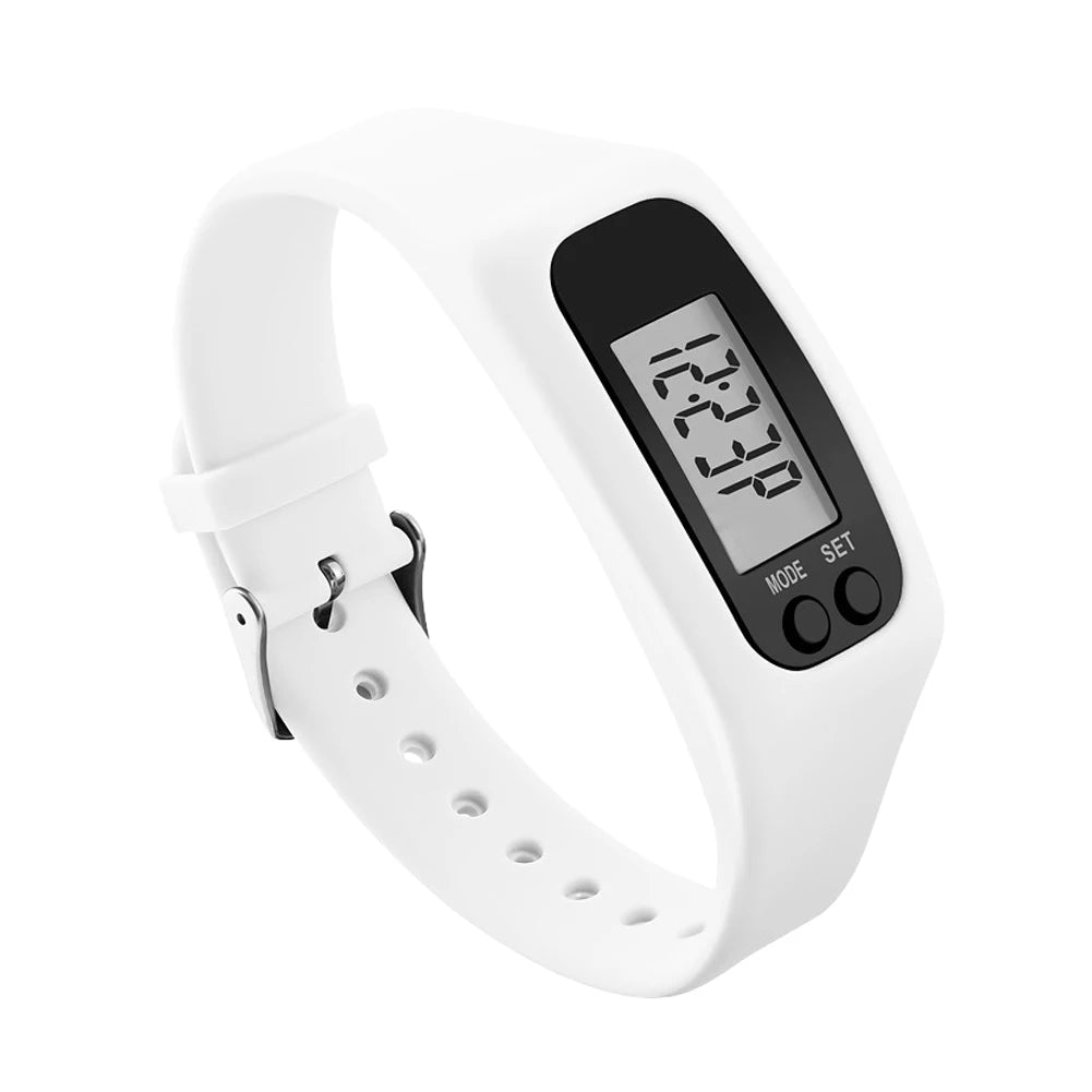LED Pedometer Bracelet - Step Counter Watch with Calorie Tracker & 12/24H Display