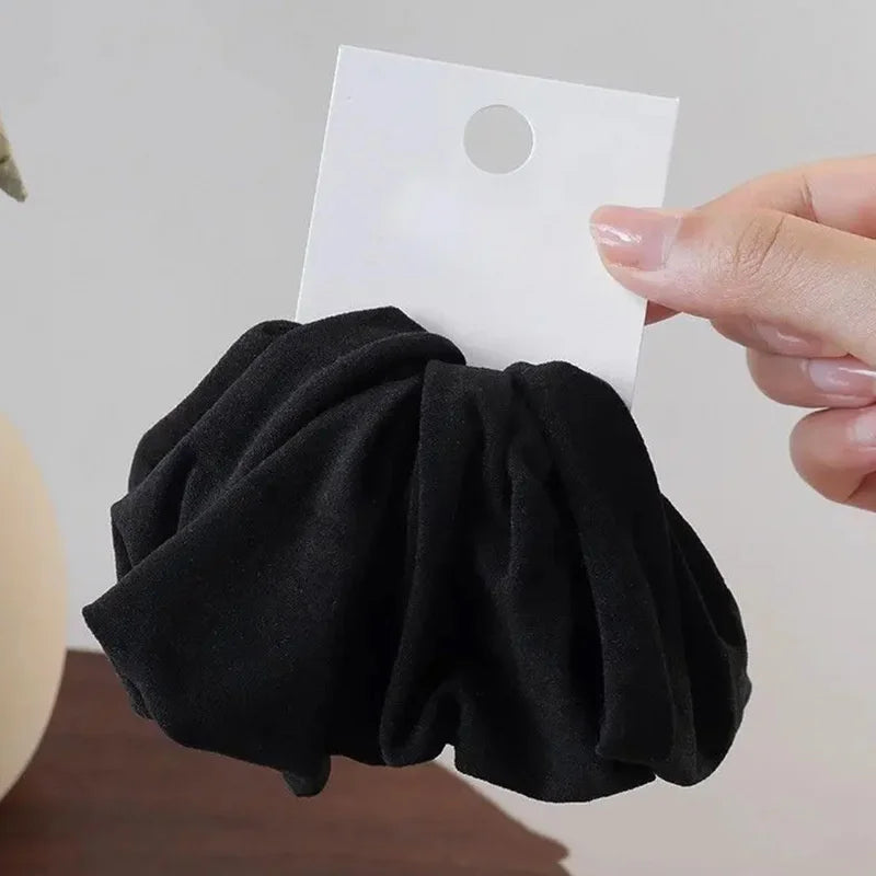 4-Piece Solid Wide Hair Band Scrunchies - Thickened Ponytail Holders for Women