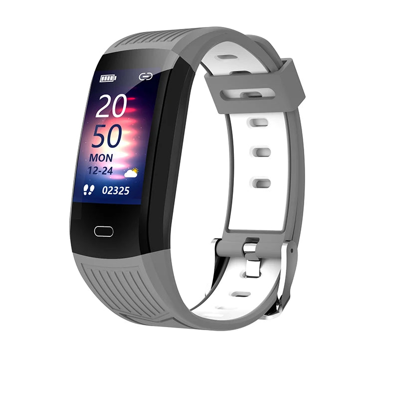 Sport smart watch with gray silicone band and dark display