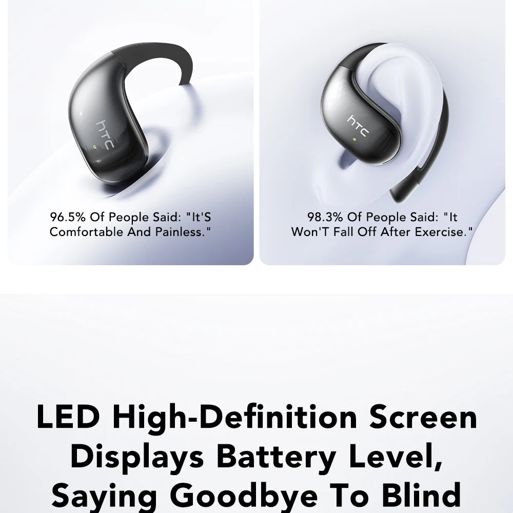 Wireless earbuds in black and white with charging case, earbuds angled front view