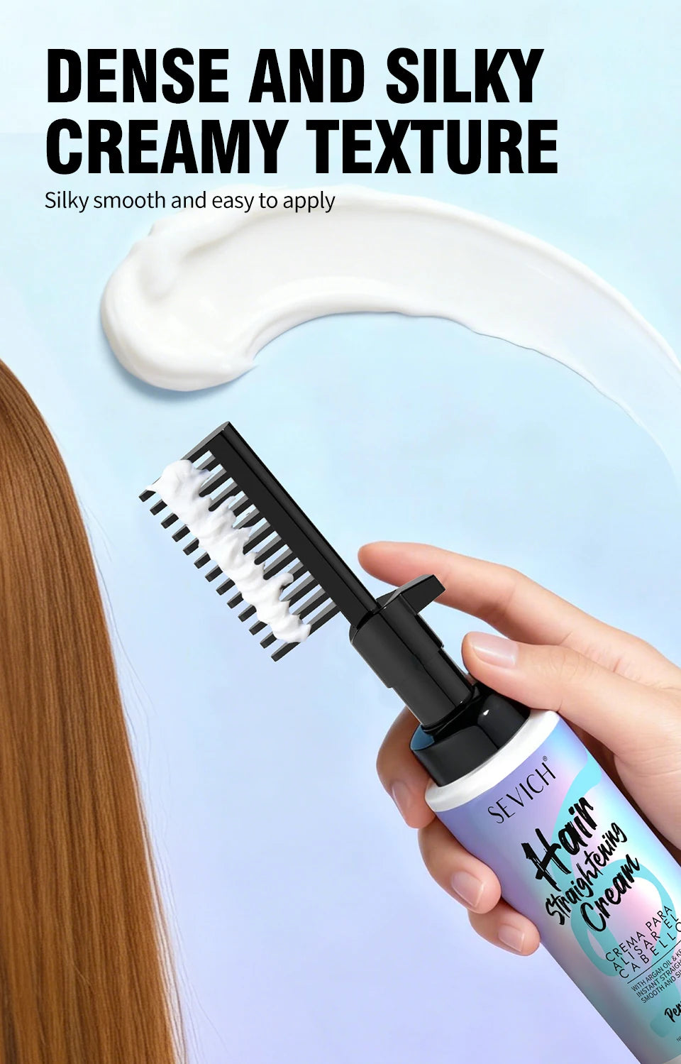 Keratin Protein Straightening Cream with built-in comb, 100ml bottle, salon hair treatment