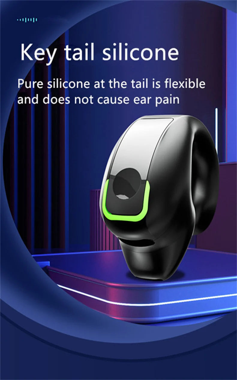 Clip-On Wireless Earphone - Bluetooth 5.3 Open-Ear Design with Noise Cancelling & Mic