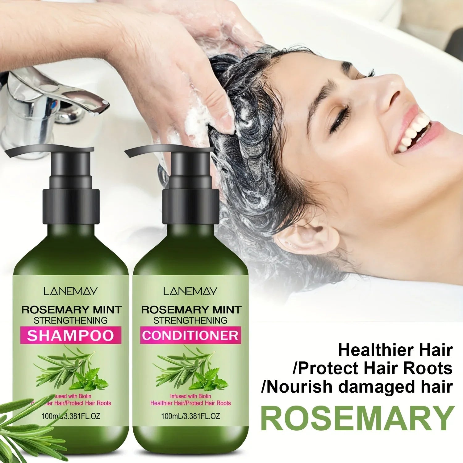 Rosemary Mint Strengthening Shampoo & Conditioner Set - Moisturizing Hair Treatment