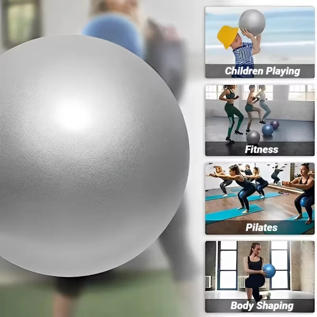 Gray yoga exercise ball with matte textured surface