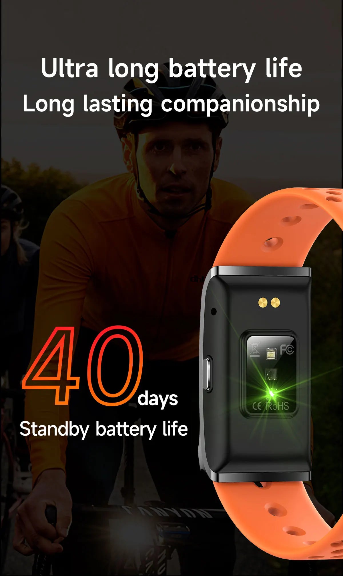 LIGE Smart Bracelet Heart Rate Health Sports Monitoring Wristband - NO Screen Fitness Tracker