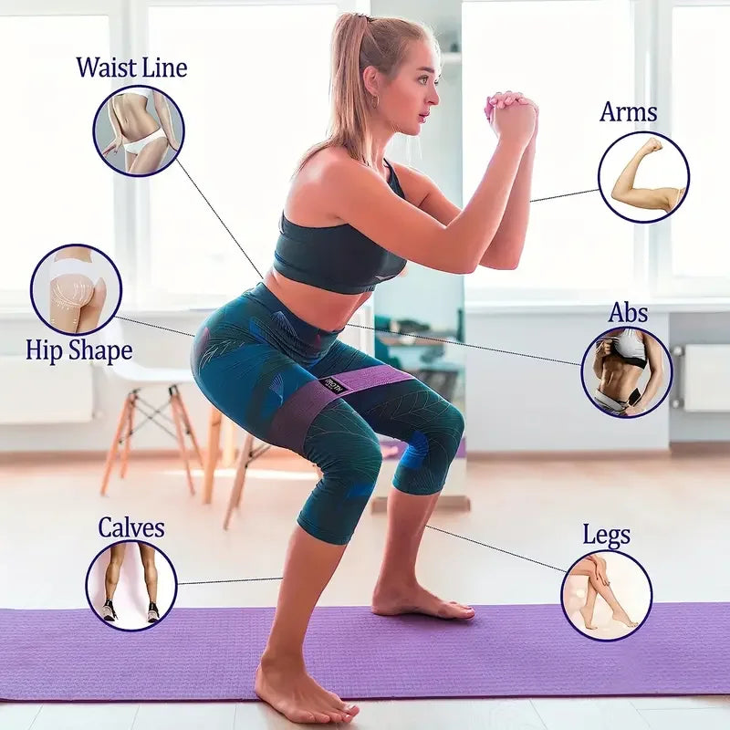3 Piece Set Pilates Yoga Elastic Resistance Bands Set for Full Body Workout