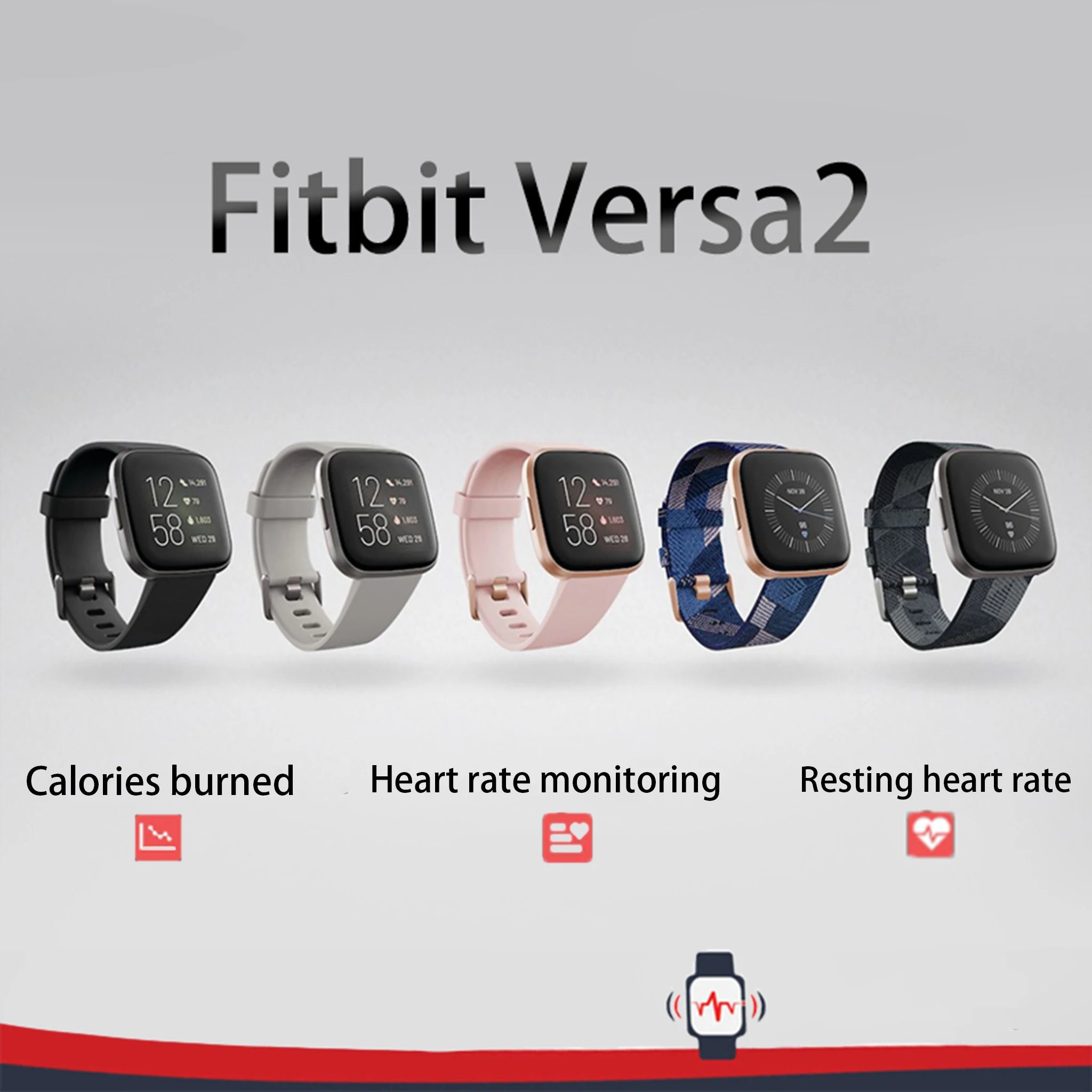 Fitbit Versa 2 Health and Fitness Smartwatch - Heart Rate Music Alexa Sleep Swim Tracking