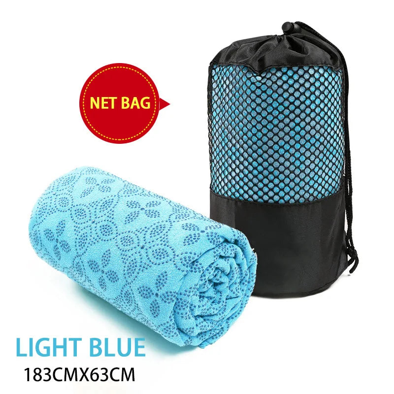 Non-Slip Yoga Towel Cedar & Moore 183x63cm light blue with net bag