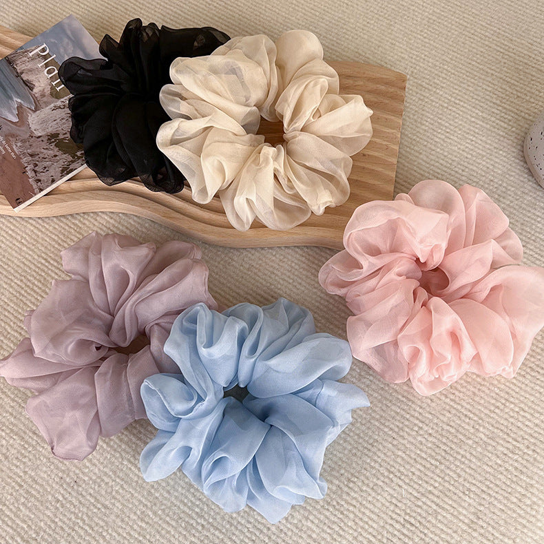 Soft Chiffon Pastel Hair Scrunchies - Romantic Ruffle Design Organza Hair Ties for Women