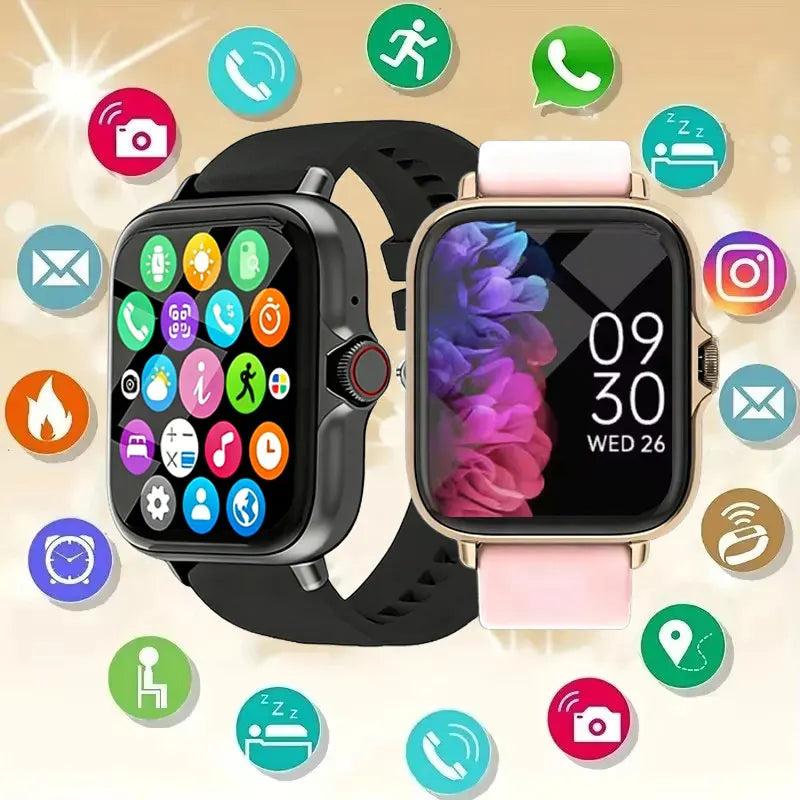 2 Cedar & Moore multifunctional smart watches with 1.4-inch OLED displays, black and pink bands