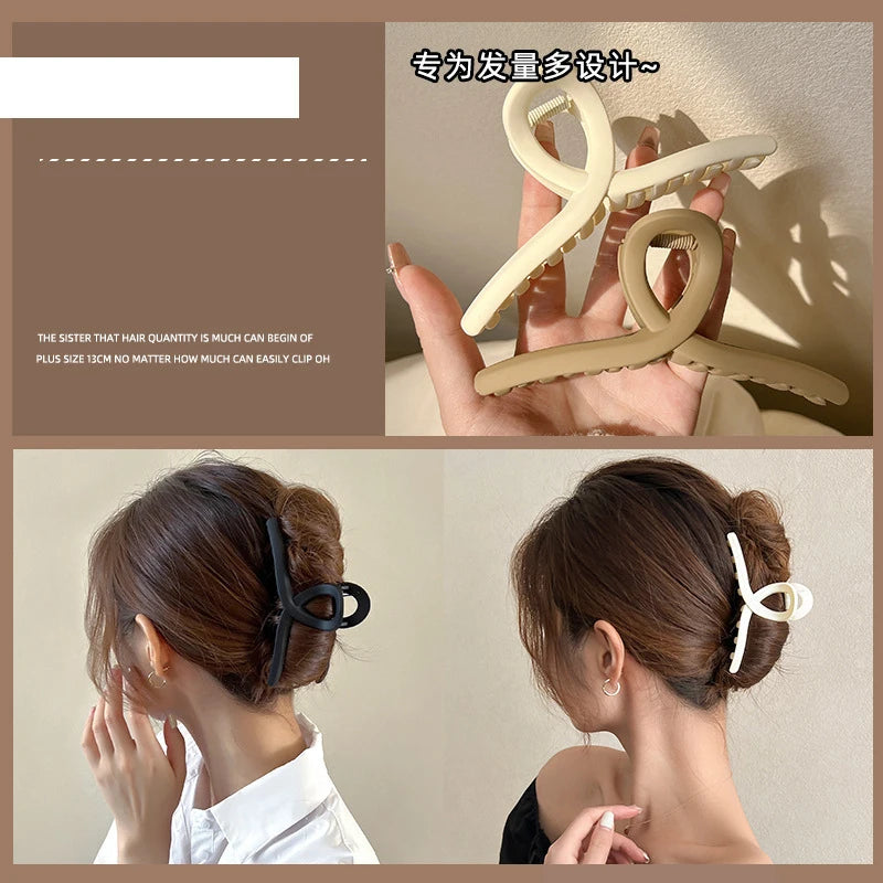 4-Piece Women's Hair Claw Clips - French Style Cross Matte Hairpins for Elegant Styling