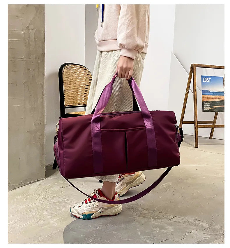 Outdoor Waterproof Nylon Sports Gym Bag with shoe Compartment
