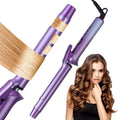25mm ceramic curling iron with purple barrel, clamp, black cord, and safety stand