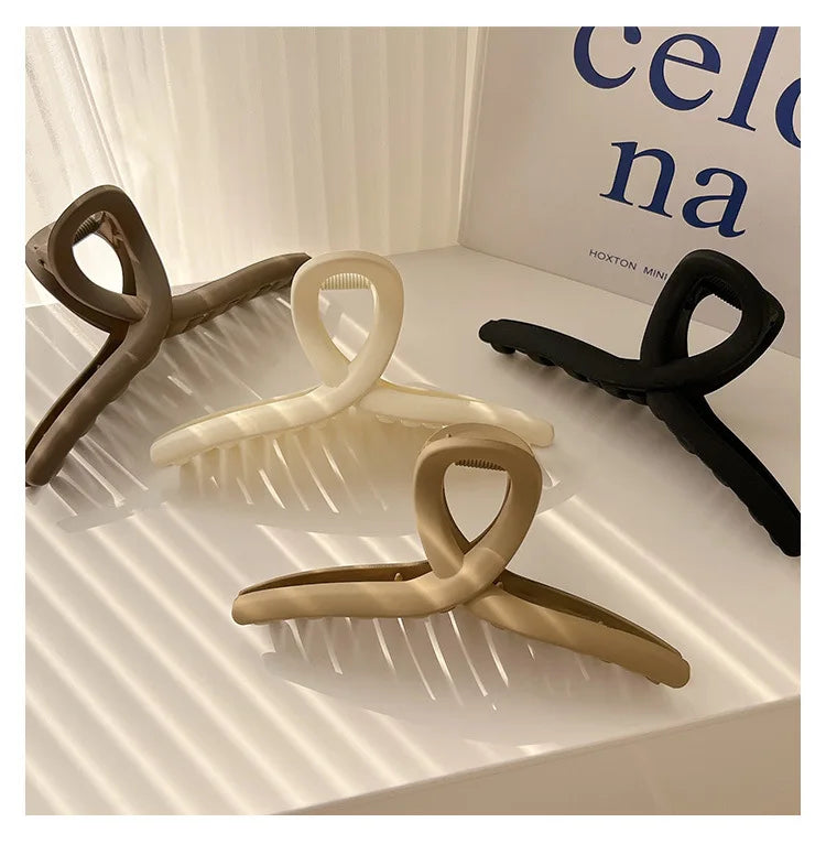 4-Piece Women's Hair Claw Clips - French Style Cross Matte Hairpins for Elegant Styling