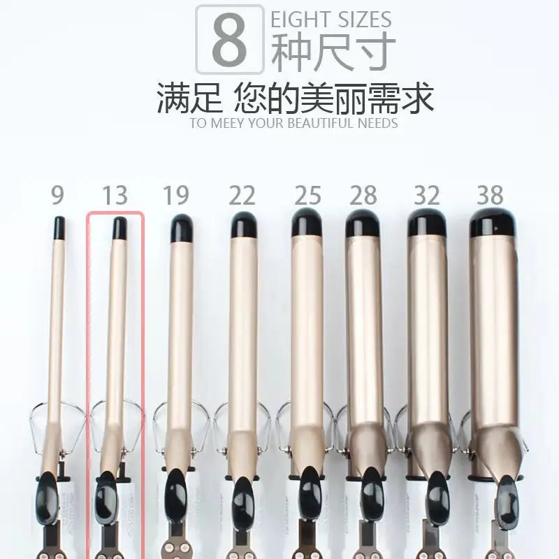Professional Ceramic Hair Wave Curling Wand - LCD Display Curling Iron for Waves & Curls